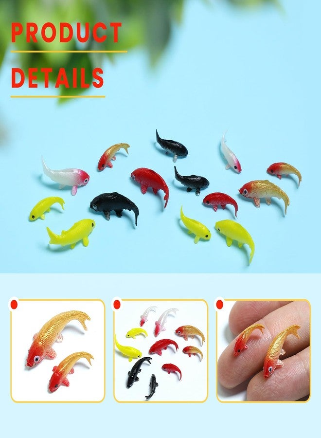 Gabrella 20 Pcs Mini Koi Fish Goldfish Figurines Miniature Tiny Carps Garden Supplies, Little Fake Goldfish, Plastic Fish Figures Small Goldfish Miniature Carp Ornament - Image 3